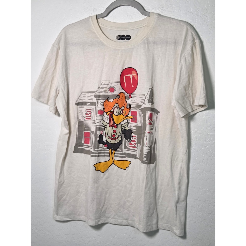 Warner Bros 100 Daffy Duck as Pennywise IT Graphic T-Shirt Cream XXL